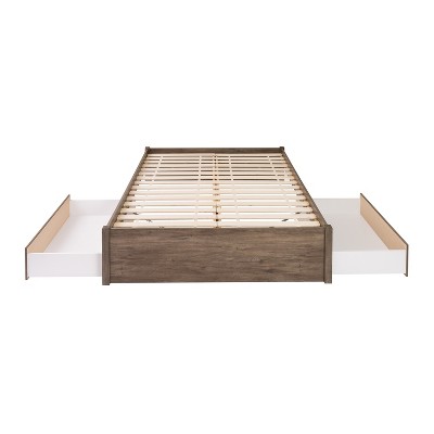Elegant Queen Platform Bed with Upholstered Wood Frame and 2 Storage Drawers