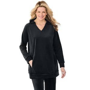 Woman Within Velour Hoodie Sweatshirt - 1 of 4