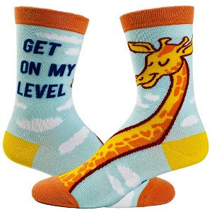 Crazy Dog T-Shirts Women's Get On My Level Socks Funny Tall Giraffe Novelty Graphic Footwear - 1 of 4