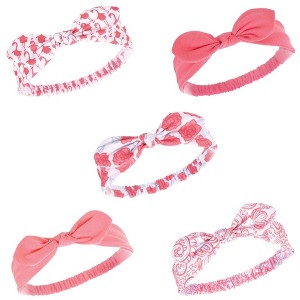 Hudson Baby Infant Girl Headbands 5pk, Flamingo, 0-24 Months - 1 of 4