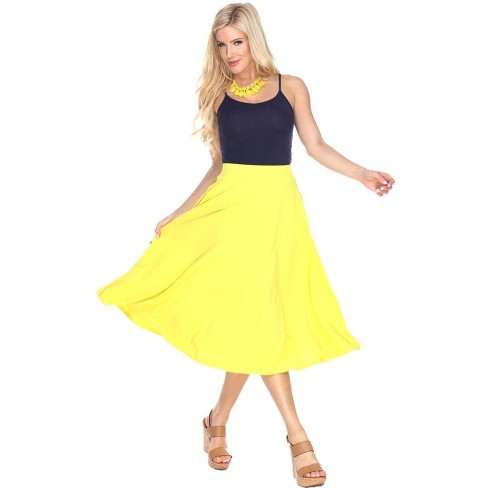 Women's Flared Midi Skirt With Pockets Yellow Small - White Mark : Target
