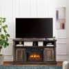 Modern Entertainment Console TV Stand with 23" Fireplace Insert, Multipurpose Sliding Door TV Cabinet Large Storage Space - 2 of 4