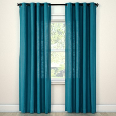 Photo 1 of 1pc 54"x84" Light Filtering Natural Solid Curtain Panel Blue - Threshold™

