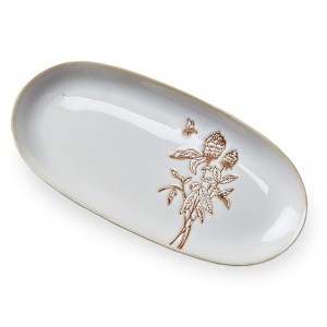 tag Lavender & Honey Small Oval Serving Platter - Multicolor Ceramic, Dishwasher Safe, Perfect for Spring and Summer Gatherings - 1 of 2