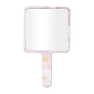 Unique Bargains Floral Square Cosmetic Mirror White Pink 1 Pc - 1 of 3