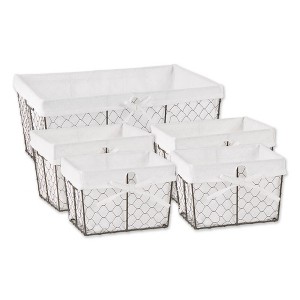 Design Imports Set of 5 Vintage Gray Chicken Wire Bleached Liner Baskets White: Metal Storage & Hand Towel Basket Set - 1 of 4