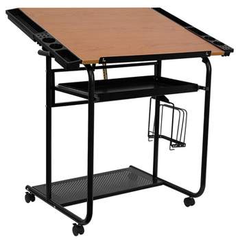 Emma and Oliver Adjustable Drawing and Drafting Table with Dual Wheel Casters