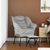 Aghana Digitals Light Gray Velvet Accent Chair with Ottoman, Overstuffed PP Cotton Padding & Side - 2 of 4