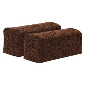 Unique Bargains Anti-Slip Stretch Jacquard Couch Arm Slipcovers 2 Pcs - 1 of 4