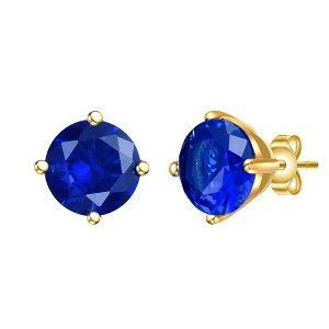 Elegant 14K Yellow Gold stud earrings with a colored cubic zirconia birthstone for a sophisticated touch. - 1 of 3