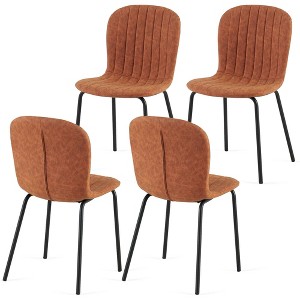NicBex Set of 4 Faux Leather Dining Chair Kitchen Furniture Curved Backrest Upholstered Side Chair with Metal Legs - 1 of 4