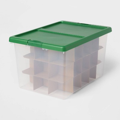 Large Latching Clear Ornament Storage Box with Green Lid - Brightroom™
