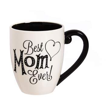 Evergreen Beautiful Mom Black Ink Ceramic Cup O' Joe with Matching Box - 6 x 5 x 4 Inches Indoor/Outdoor
