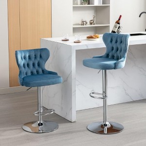 Modern Swivel Bar Stools, Adjustable Height 25"-33", PU Leather Upholstered with Back Support, for Kitchen Island, Home Pub, Counter - 1 of 4
