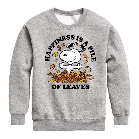 Boys' - Peanuts - Happiness Is a Pile of Leaves Snoopy Graphic Long Sleeve Fleece Sweatshirt - image 1 of 4