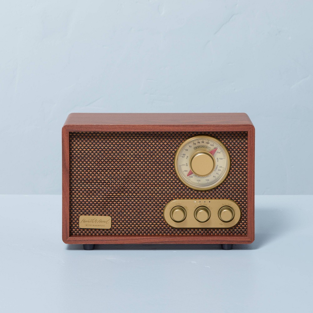 Photos - Radio / Table Clock Portable AM/FM Bluetooth Radio Tonal Brown - Hearth & Hand™ with Magnolia