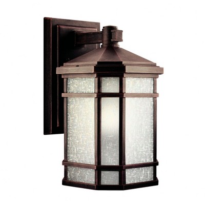 Cameron 14.25" 1 Light Outdoor Wall Light with Etched Linen Glass in Prairie Rock