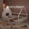 Full Size Wood House Bed with Window and Fence - 2 of 4