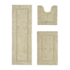 Lux Premium 100% Cotton  Ultra-Soft Tufted Solid Reversible 3 Piece Bath Rug Set, Water-Absorbent, Durable, Machine Washable Bathroom Rug - 1 of 4