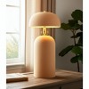 HomeRoots 25" Distressed Beige Ceramic Table Lamp With Beige Drum Shade - 2 of 4