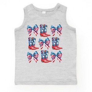 The Juniper Shop Patriotic Boots Stacked Coquette Toddler Tank - 1 of 4