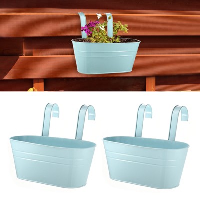 Unique Bargains Balcony Metal Versatile Anti-Rust Hanging Flower Holder 2 Pcs