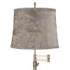 360 Lighting Westbury 36" Tall Skinny Large Traditional End Table Lamp Swing Arm Gold Antique Brass Finish Single Nagano Gray Shade Living Room - 2 of 4