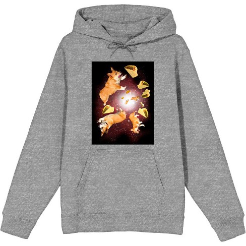 Corgis & Tacos In Space Long Sleeve Adult Hooded Sweatshirt - image 1 of 2