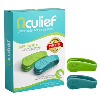 Aculief Acupressure Headache, Migraine, Tension Relief Wearable – Supporting Acupressure Relaxation - 2 Pack - (Teal & Green)