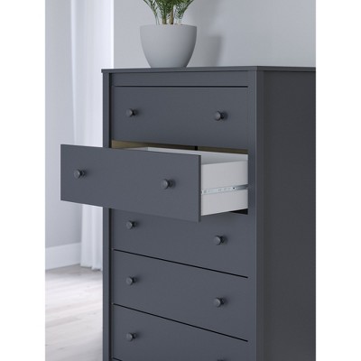 Navy Blue Transitional 5-Drawer Tall Dresser with Levelers