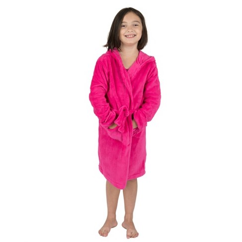 Leveret Kids Fleece Hooded Robe Hot Pink 3 Year : Target