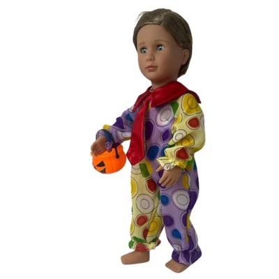 Doll Clothes Superstore 18 Inch Doll Clown Costume with Pumpkin Bucket – Halloween Costume for Boy & Girl Dolls — фото 4