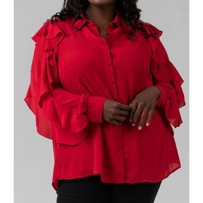 Women's RUFFLED SLEEVE TOP - mat fashion