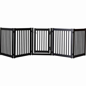 Dynamic Accents Highlander Series Solid Wood Pet Gates are Handcrafted by Amish Craftsman - 32 High - 5 Panel Walk Through - Black - 1 of 2