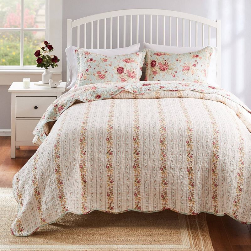 Antique Rose Quilt Bedding Set - Greenland Home Fashions, 3 of 6