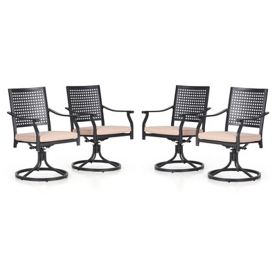 Captiva Designs Outdoor Patio Dining Swivel Steel Chairs with Thick Cushions