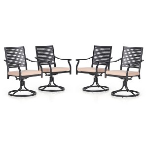 Captiva Designs Outdoor Patio Dining Swivel Steel Chairs with Thick Cushions - 1 of 4
