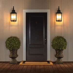 HANPURE 23'' 2-Pack Outdoor Wall Lanterns – Vintage Black with Seeded Glass for Porch, Patio, Garden (Bulb Not Included) - 1 of 4