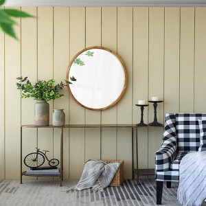 FONTOI Charleston Oval Wall Mirror Solid Wood Frame Farmhouse Decorative Accent for Bathroom Entryway or Console, Brown, 23.6"*2"*35.4" - 1 of 4