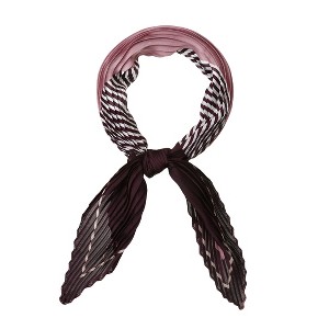 Allegra K Women's Rhombus Pleated Contrast Color Stripe Heart Neck Scarves Neckerchief - 1 of 4