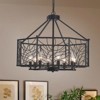 PAKOKULA Industrial Farmhouse 8-Light Black Candlestick Geometric Chandelier with Metal Cage Shade - 2 of 4