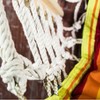 Hanging Hammock Chair with Wooden Arms Striped - Blue/Yellow/Orange - Backyard Expressions: Fade-Resistant, All-Weather Design - 3 of 4