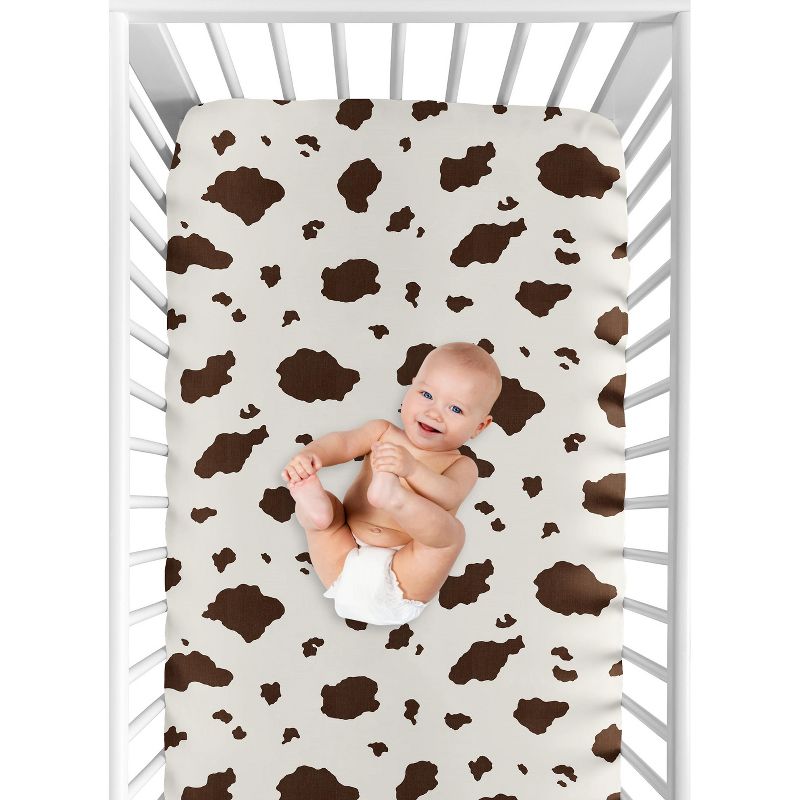 Sweet Jojo Designs Gender Neutral Unisex Baby Fitted Crib Sheet Western Cowgirl Brown Off White, 5 of 8
