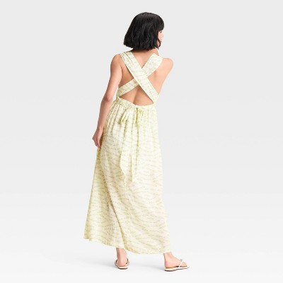 sun dress open back Raya Cotton Backless Maxi Dress - Organic Openback maxi Dress
