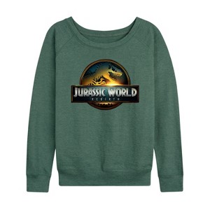 Women's - Jurassic World: Rebirth - Logo Lightweight French Terry Wide Neck Long Sleeve Shirt - 1 of 4