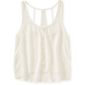 Aeropostale Womens Pocket Woven Tank Top, Off-White, Medium - 1 of 2