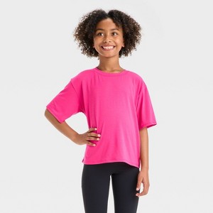 Girls' Short Sleeve Boxy T-Shirt - All In Motion™ - 1 of 3