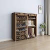 COZONY 9-Tier Double Row Shoe Rack with Dustproof Cover, Freestanding Shoe Storage Cabinet Organizer for Closet Entryway, Brown - 3 of 4