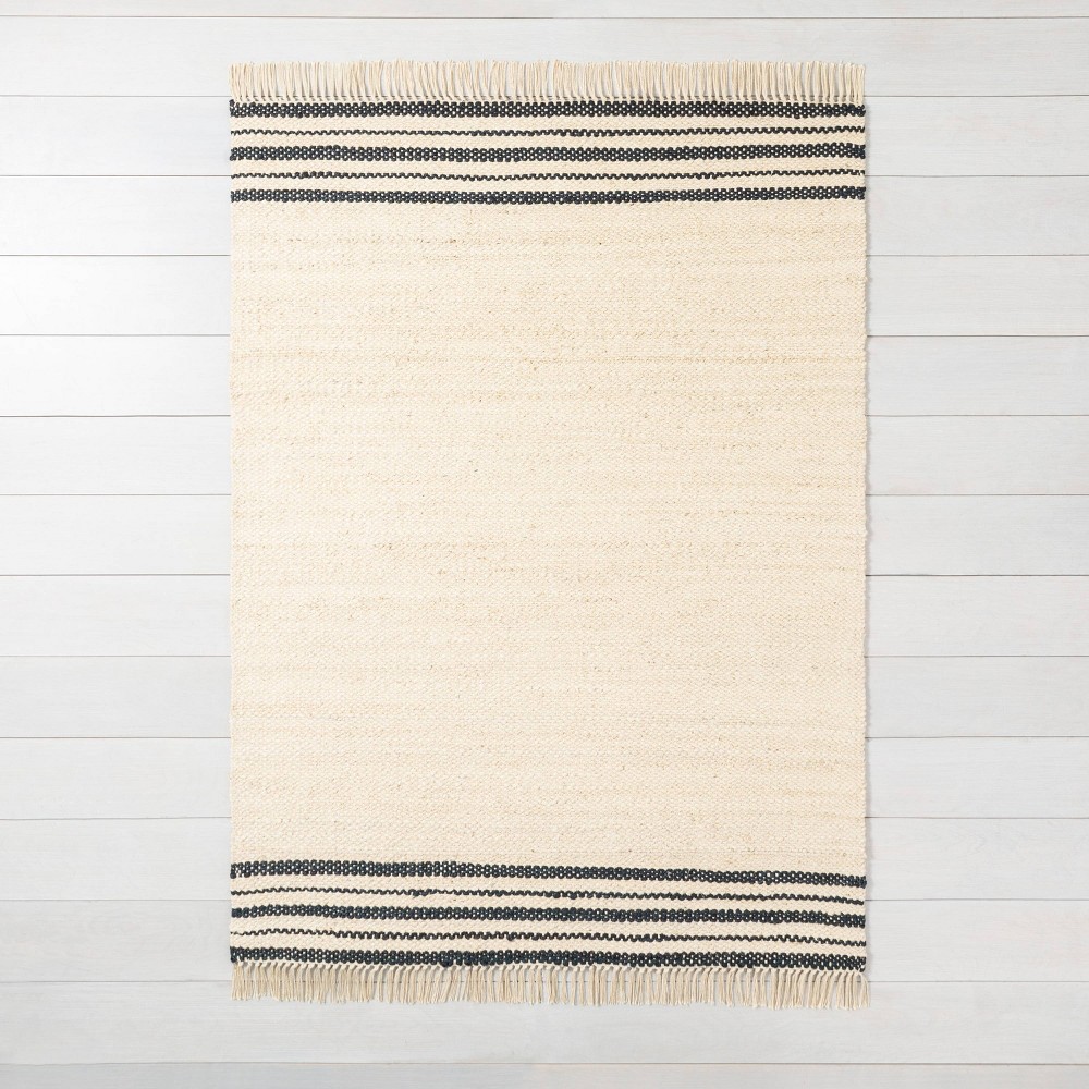 5' x 7' Charcoal Stripe Jute Area Rug Cream/Charcoal - Hearth & Hand™ with Magnolia