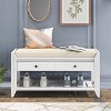 Acekool 35.4" Farmhouse Storage Bench with Cushion, 2-Tier Entryway Bench with Shelf & 2 Drawers for Bedroom, Hallway, Living Room, White - 3 of 4